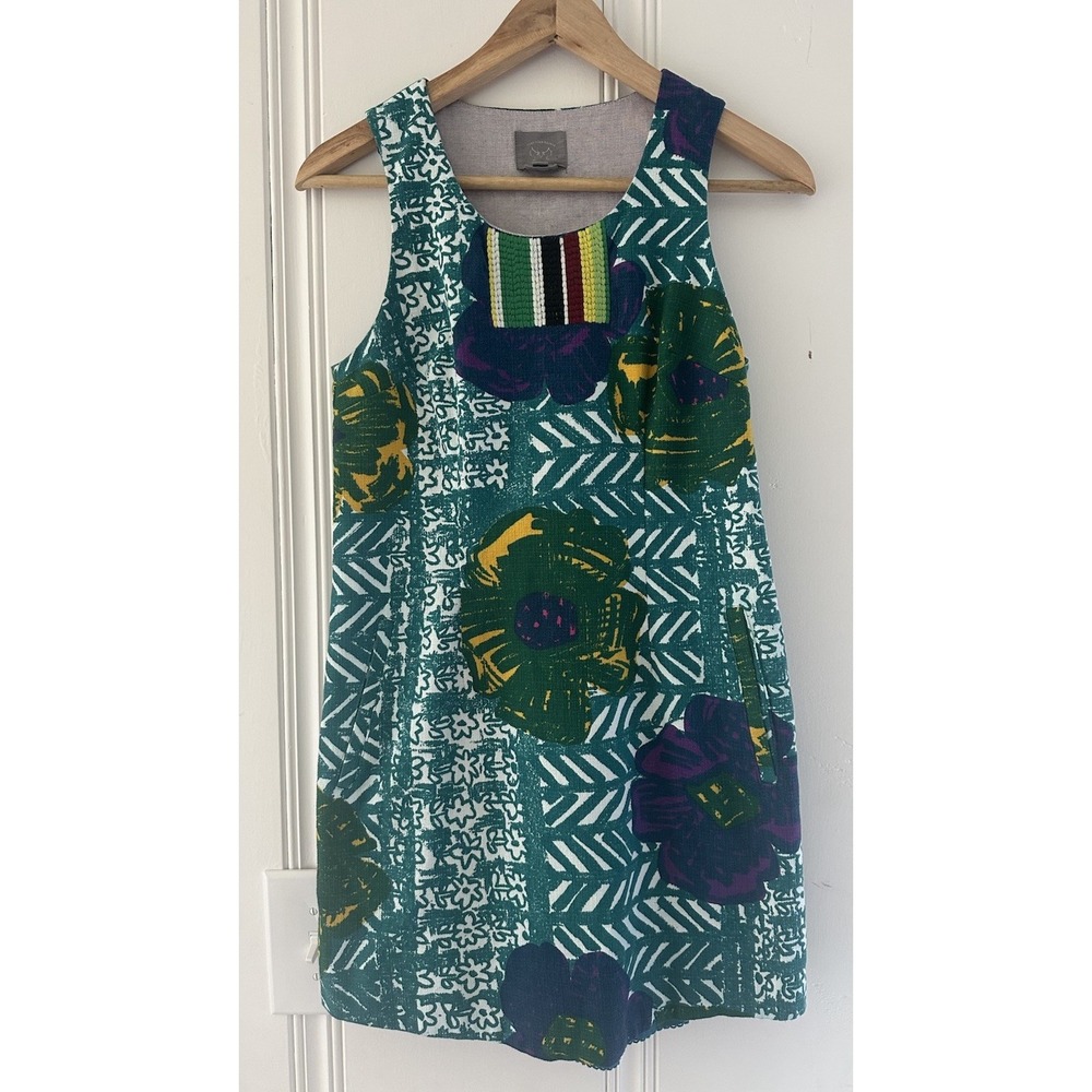 Anthropologie Vanessa Virginia Floral Embroidered Shift Dress Pocket Size 2